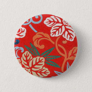 Macaron Rond 5 Cm Kimono japonais hawaïen rouge : Vintage floral