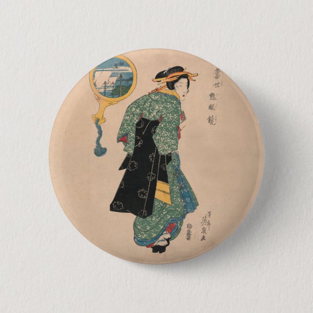 Macaron Rond 5 Cm Kimono Woman Courtesan (Devant)