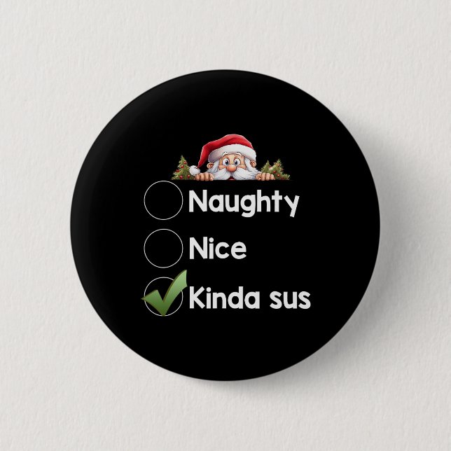 Macaron Rond 5 Cm Kinda Sus Christmas Matching Naughty1 (Devant)