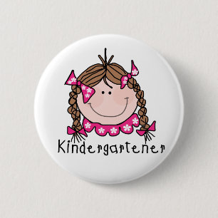 Macaron Rond 5 Cm Kindergartener de fille de brune