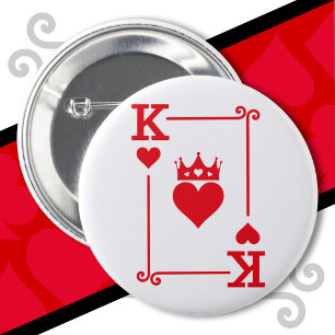 Macaron Rond 5 Cm King & Queen Hearts Correspondant Couple King of H