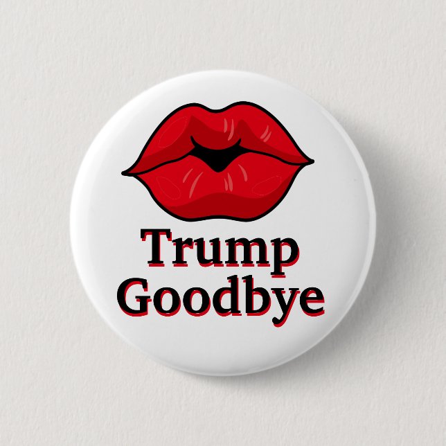 Macaron Rond 5 Cm Kiss Trump Goodbye (Devant)