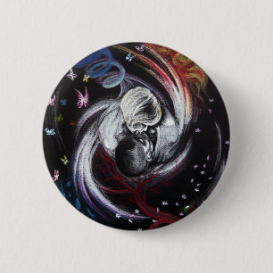 Macaron Rond 5 Cm Kissing couple Yin Yang Love Dessin surréaliste