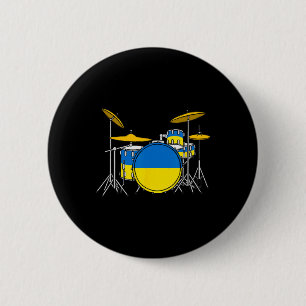 Macaron Rond 5 Cm Kit de batterie Drapeau ukrainien Ukraine Batteur