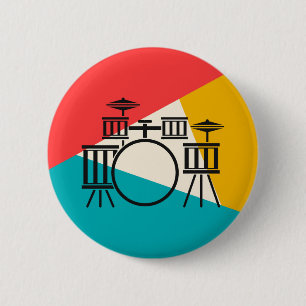 Macaron Rond 5 Cm Kit de tambour tricolore - or de corail de
