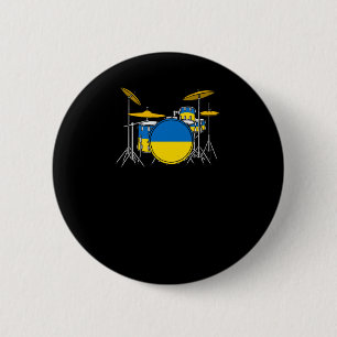 Macaron Rond 5 Cm Kit tambour Sticker musicien Drapeau ukrainien