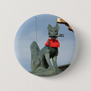 Macaron Rond 5 Cm Kitsune キ ツ ネ (Fox) avec clé dans la bouche