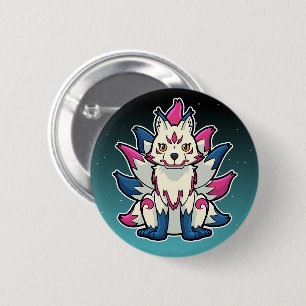 Macaron Rond 5 Cm Kitsune Renard à neuf queues : Yokai japonais