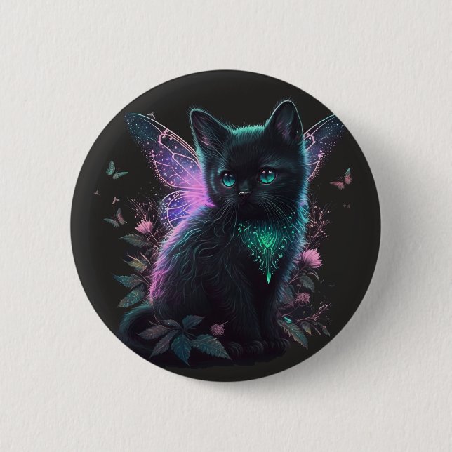 Macaron Rond 5 Cm Kitten de fée magique (Devant)