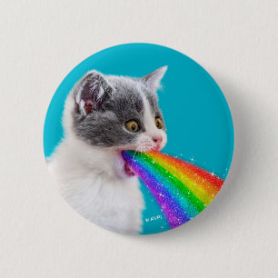 Macaron Rond 5 Cm Kitten Spits Up Rainbow