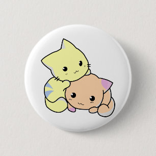 Macaron Rond 5 Cm Kitties Caricature Snuggle Chats Cute Kittens