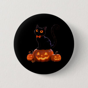 Macaron Rond 5 Cm Kitty Halloween Citrouille Chat Noir Performance