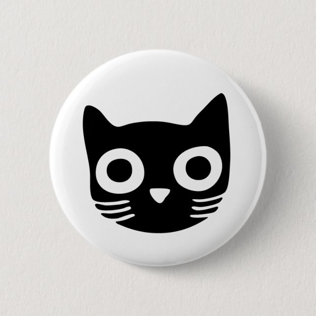Macaron Rond 5 Cm Kitty noir (Devant)