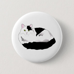 Macaron Rond 5 Cm Kitty noir et blanc