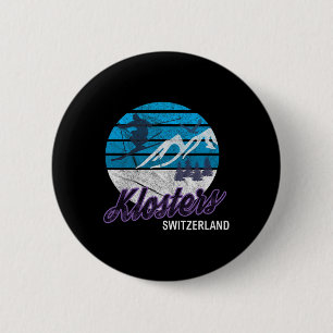 Macaron Rond 5 Cm Klosters Swiss Alps Suisse Station de ski Snowboa