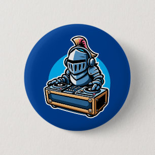 Macaron Rond 5 Cm Knight Turntablist - DJ Medieval DJ Design
