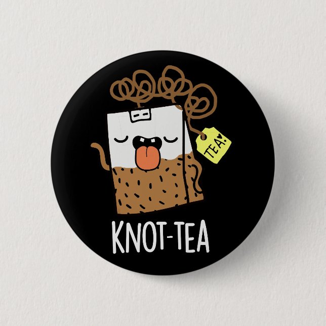 Macaron Rond 5 Cm Knot-tea amusant Tea Pun Dark BG (Devant)