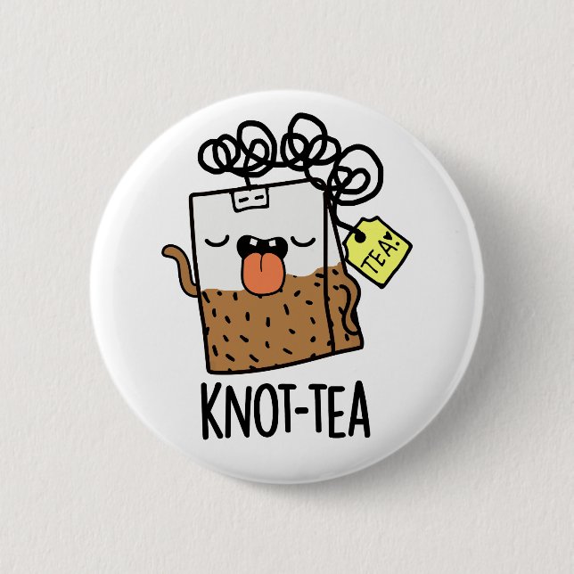 Macaron Rond 5 Cm Knot-tea Funny Tea Pun  (Devant)