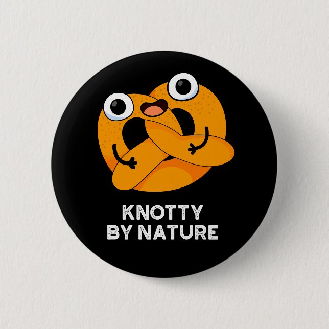 Macaron Rond 5 Cm Knoty By Nature Funny Pretzel Pun Dark BG (Devant)
