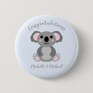 Macaron Rond 5 Cm Koala Bear Baby Shower Blue Boy