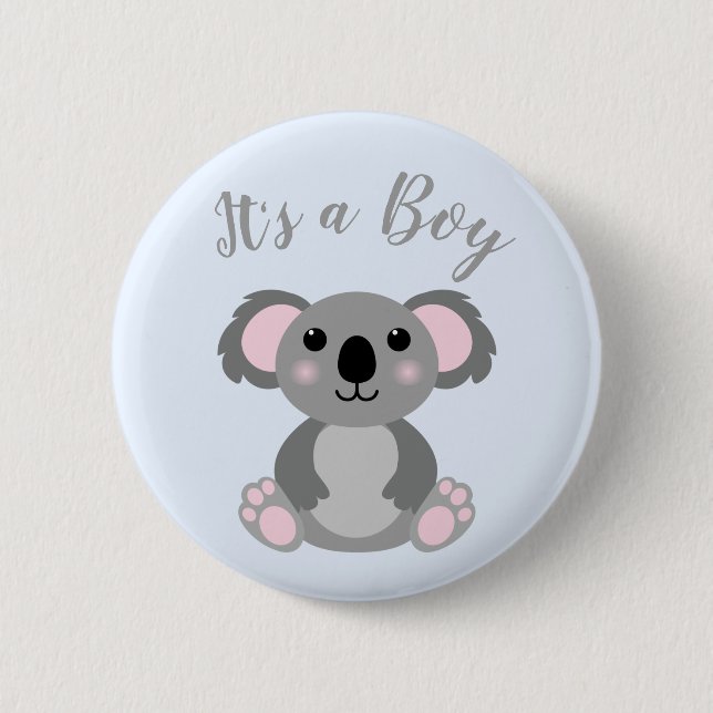 Macaron Rond 5 Cm Koala Bear Baby shower Blue Boy (Devant)