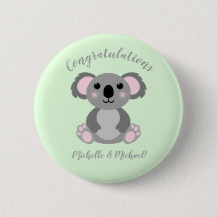 Macaron Rond 5 Cm Koala Bear Baby shower vert genre neutre