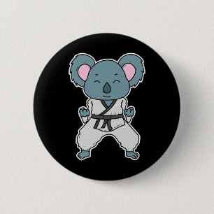 Macaron Rond 5 Cm Koala fait du karaté