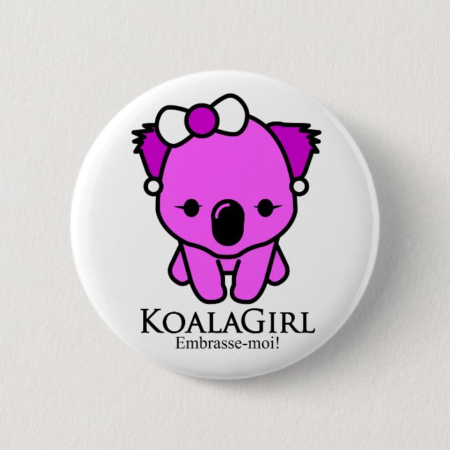 Macaron Rond 5 Cm Koala Girl (Devant)
