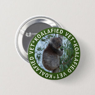 Macaron Rond 5 Cm Koala Koalafied Qualifié Vet Cute Funny Button