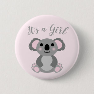 Macaron Rond 5 Cm Koala ours Baby shower fille rose