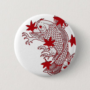 Macaron Rond 5 Cm Koi rouge et blanc