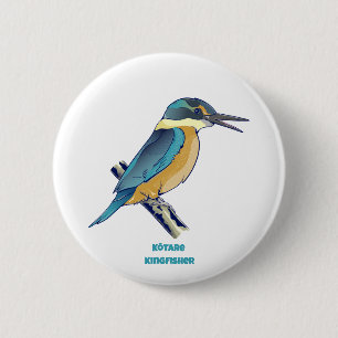 Macaron Rond 5 Cm Kotare Kingfisher NZ BIRD