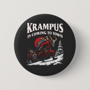 Macaron Rond 5 Cm Krampus arrive à Town Krampus Noël
