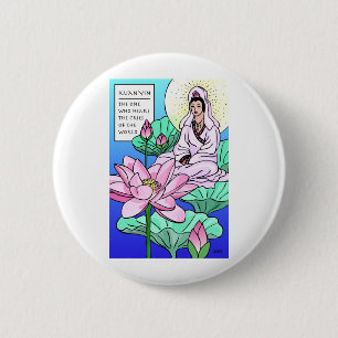 Macaron Rond 5 Cm Kuan Yin, Quan Yin, Entend Vos Crimes