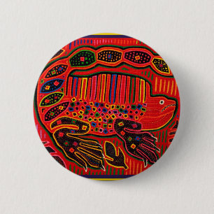 Macaron Rond 5 Cm Kuna Iguana Mola