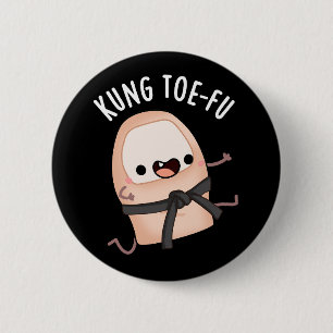 Macaron Rond 5 Cm Kung Toe-fu Funny Big Toe Puns Dark BG
