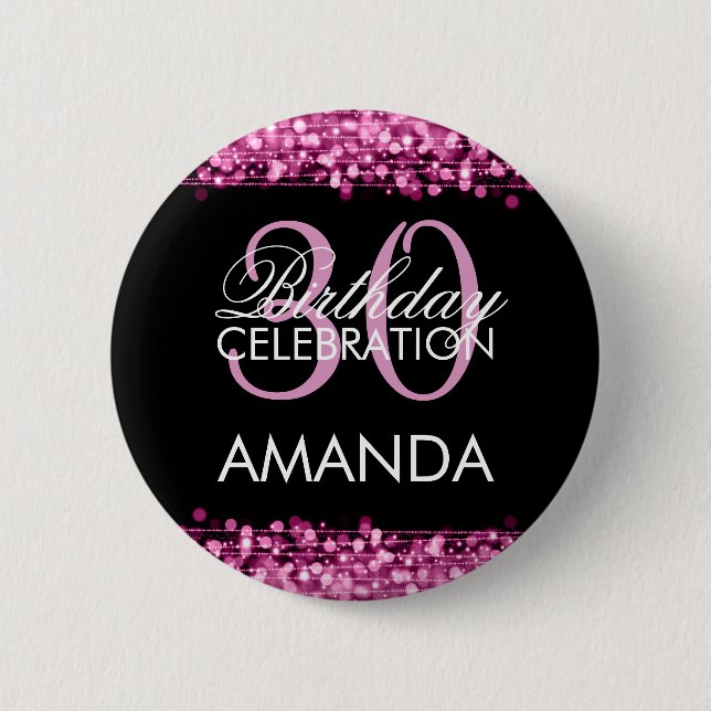 Macaron Rond 5 Cm La 30ème fête d'anniversaire élégante miroite rose (Devant)