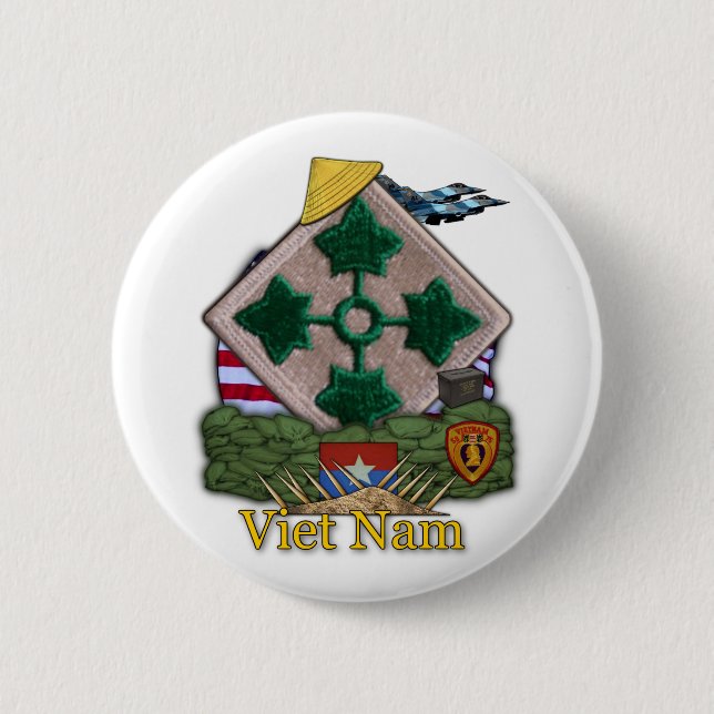 Macaron Rond 5 Cm la 4ème guerre de Vietnam de division d'infanterie (Devant)