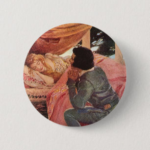 Macaron Rond 5 Cm La Belle au Bois Dormant de Jessie Willcox Smith