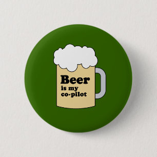 MACARON ROND 5 CM LA BIÈRE EST MON COPILOTE