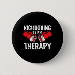 Macaron Rond 5 Cm La boxe thaï est ma thérapie Mma kickboxing kickbo