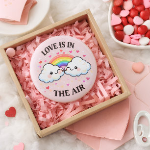 Macaron Rond 5 Cm La broche d'amour dans l'air — Saint-Valentin
