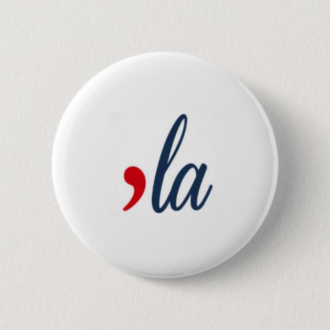 Macaron Rond 5 Cm 'LA Button Kamala Harris. Blanc, Rouge, Bleu (Devant)