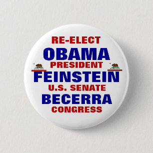 Macaron Rond 5 Cm La Californie pour Obama Feinstein Becerra