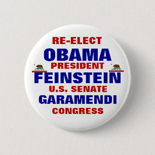 Macaron Rond 5 Cm La Californie pour Obama Feinstein Garamendi