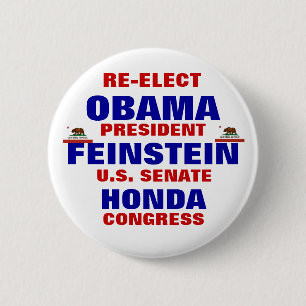 Macaron Rond 5 Cm La Californie pour Obama Feinstein Honda