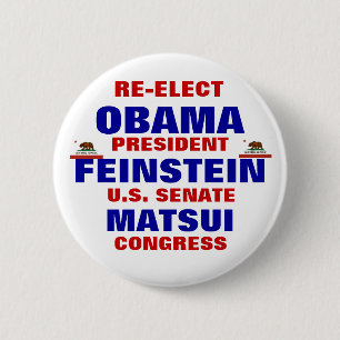 Macaron Rond 5 Cm La Californie pour Obama Feinstein Matsui