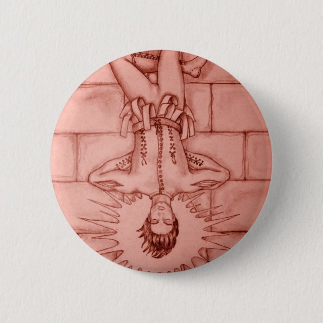 Macaron Rond 5 Cm La carte de tarot accrochée d'homme (Devant)