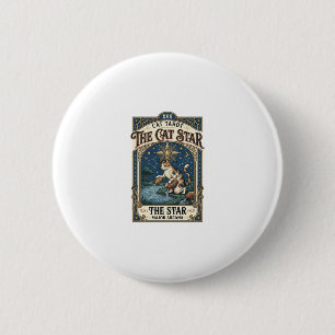 Macaron Rond 5 Cm La carte de tarot de chat Star Cat Majeur Arcane V