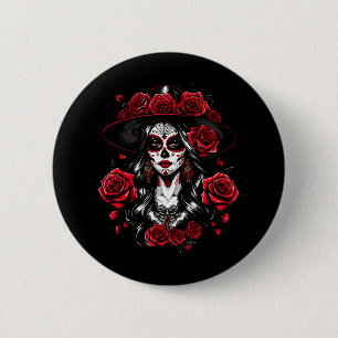 Macaron Rond 5 Cm La Catrina Women Dia De Los Muertos Latino Cinco D